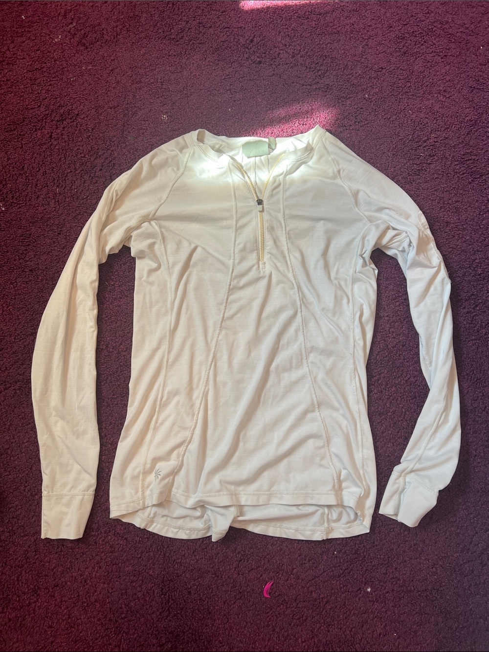 Athleta Cream Long-Sleeve Half-Zip Performance Top